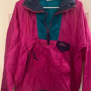Womens Large Vintage Columbia pink Packable Windbreaker! MUST SEE 👀👍🏻